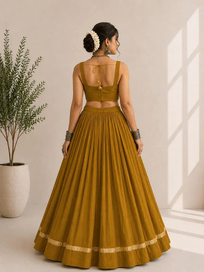Designer Mustard Navratri Lehenga Choli