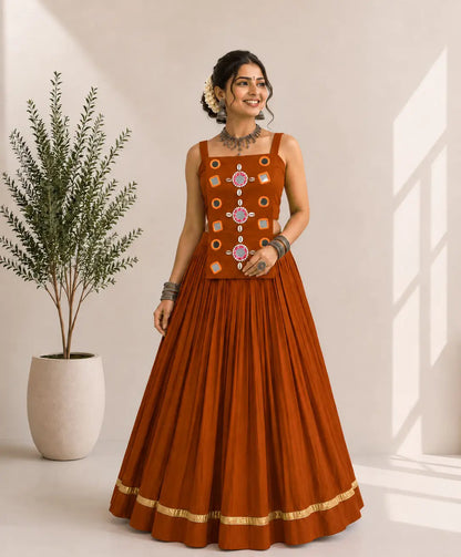 Designer Orange Navratri Lehenga Choli