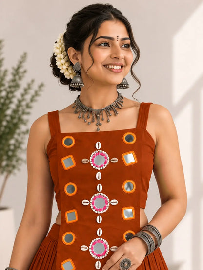 Designer Orange Navratri Lehenga Choli