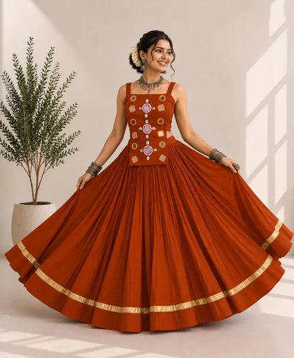 Designer Orange Navratri Lehenga Choli