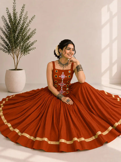 Designer Orange Navratri Lehenga Choli
