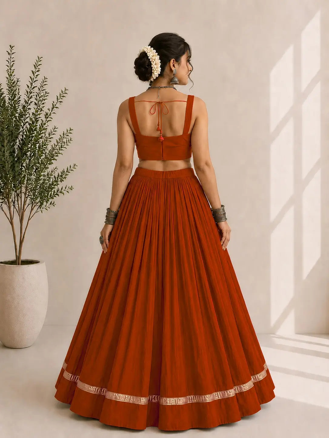 Designer Orange Navratri Lehenga Choli
