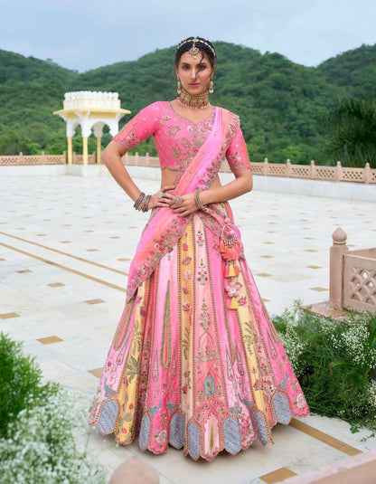 Multi Pestle Bridal Lehenga With Heavy Embroidery & Cutwork