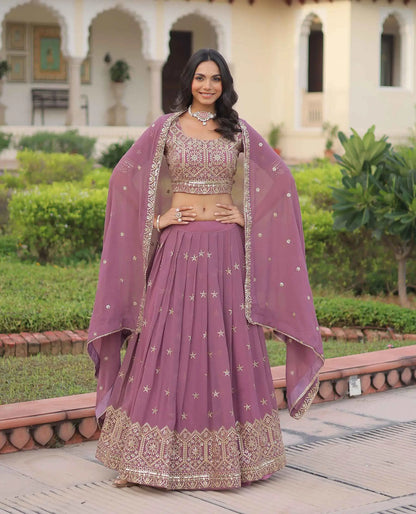 Onion Zari Sequins Embroidery Work Lehenga Choli