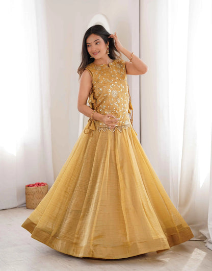 Designer Golden Yellow Crush Lehenga Choli