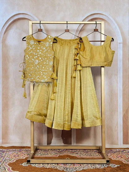 Designer Golden Yellow Crush Lehenga Choli