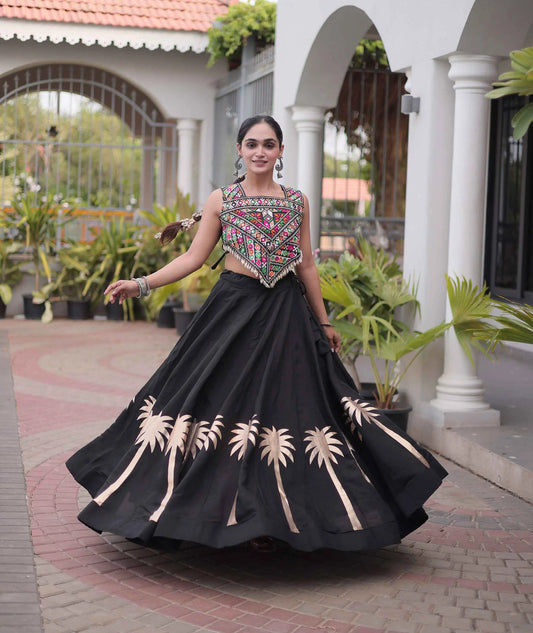 Black Gamthi Work Navratri Lehenga Choli