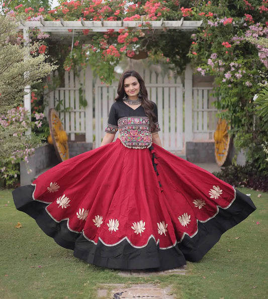 Black And Maroon Navaratri Lehenga Choli