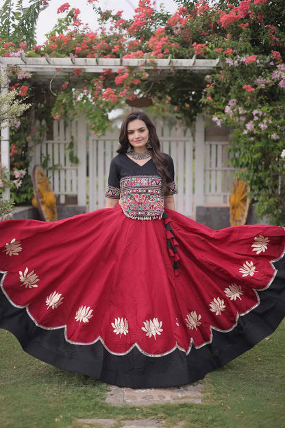 Black And Maroon Navaratri Lehenga Choli