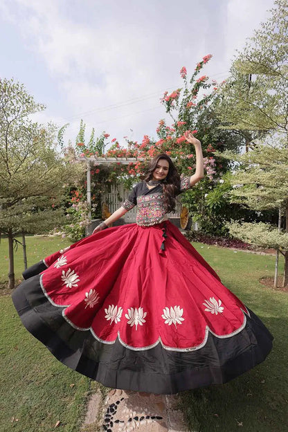 Black And Maroon Navaratri Lehenga Choli
