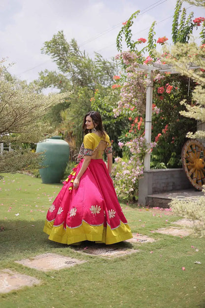 Parrot And Pink Navaratri Lehenga Choli