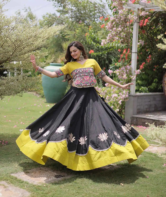 Parrot And Black Navaratri Lehenga Choli