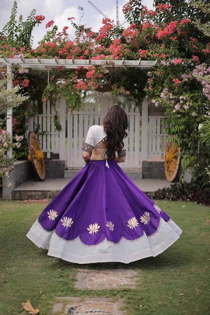 White And Purple Navaratri Lehenga Choli