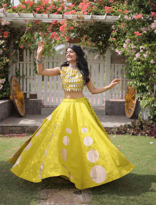 Lime Parrot Designer Navaratri Lehenga Choli