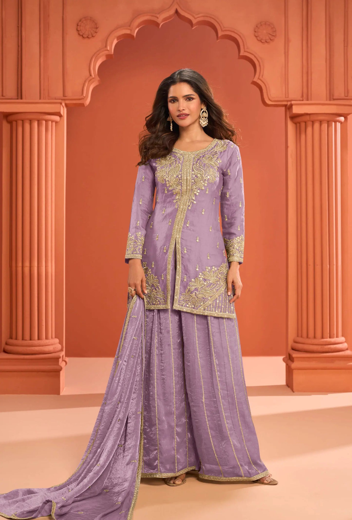 Lavender Fendi Silk Embroidery Salwar Suit