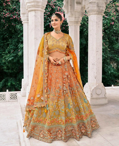 Orange Bridal Lehenga With Stunning Designer Embroidery