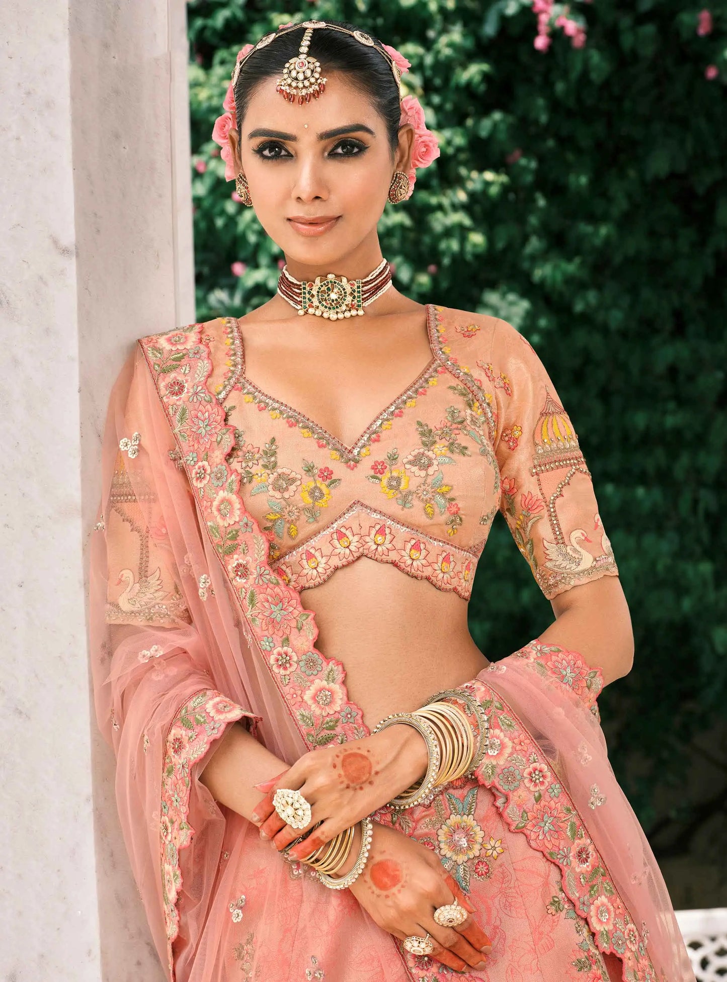 Peach Bridal Lehenga With Stunning Designer Embroidery