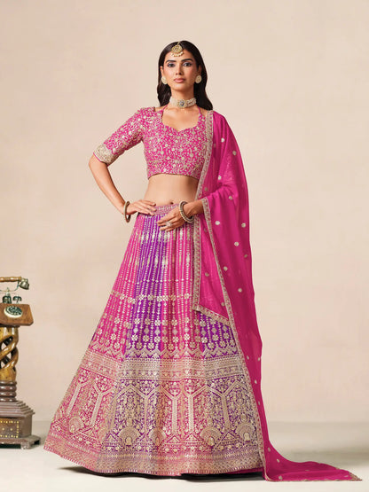 Pink-Purple Embroidered Lehenga Choli
