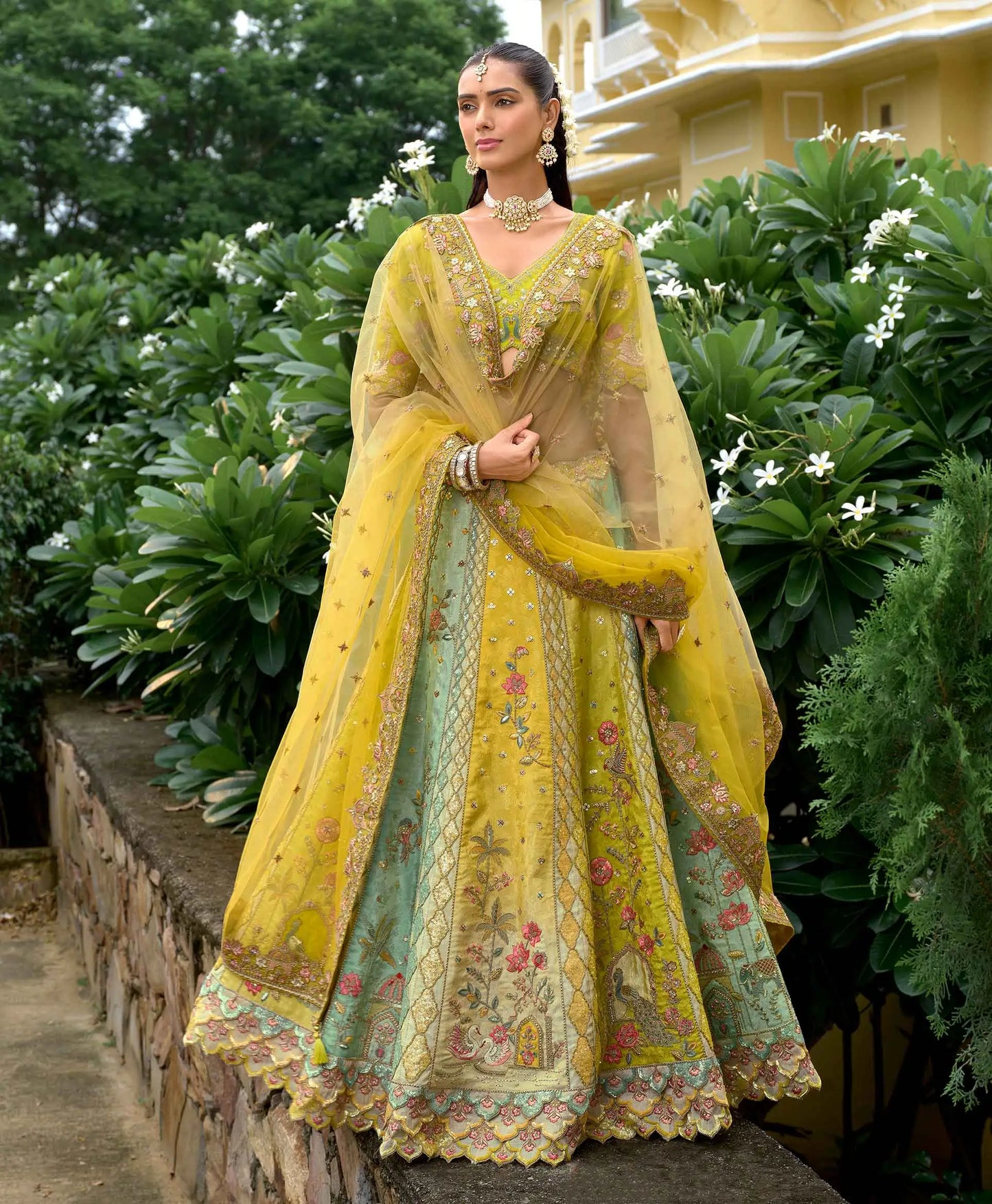 Yellow Designer Heavy Embroidery Sequins Work Lehenga