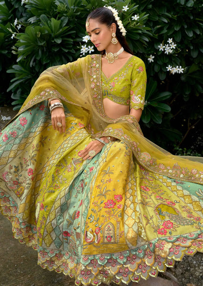 Yellow Designer Heavy Embroidery Sequins Work Lehenga