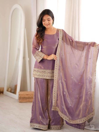 Dusty Pink Embroidered Silk Salwar Suit