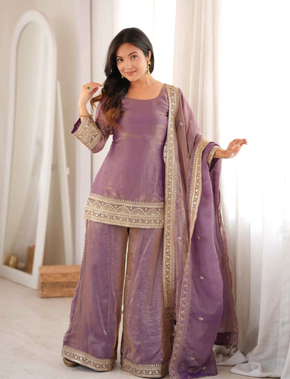Dusty Pink Embroidered Silk Salwar Suit
