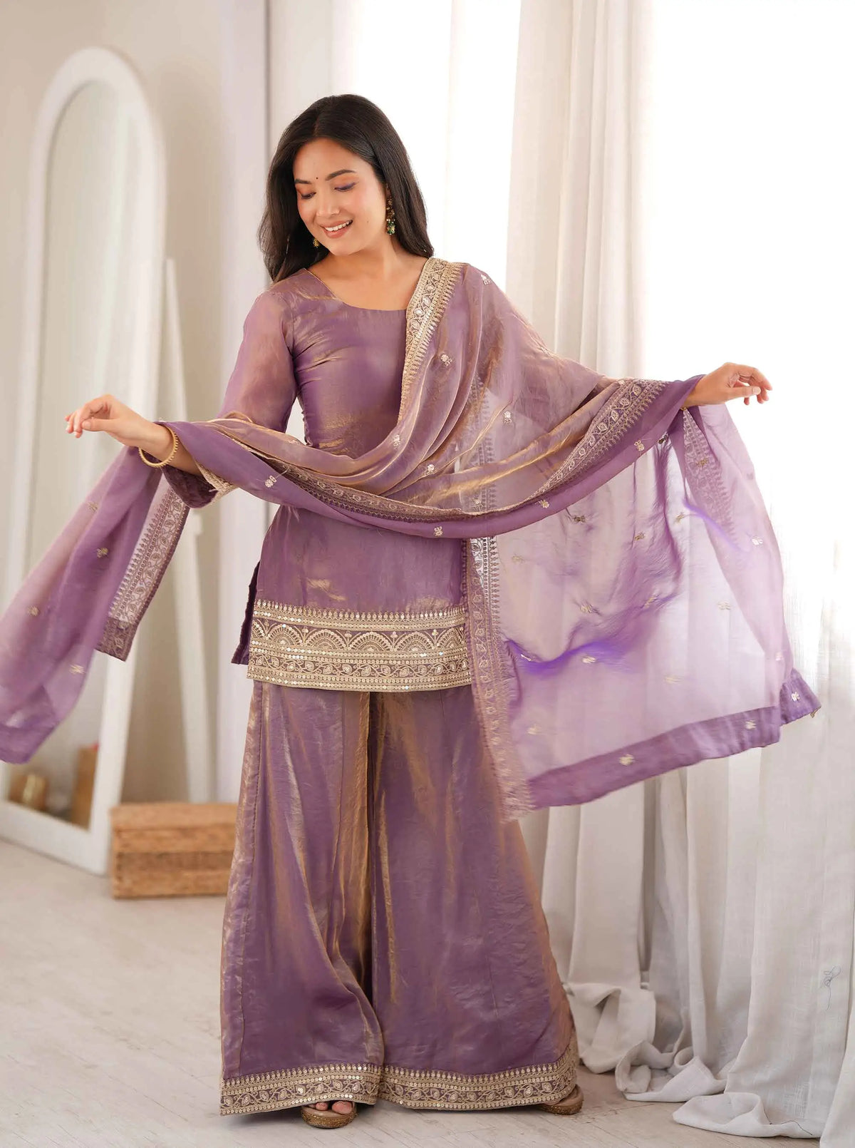 Dusty Pink Embroidered Silk Salwar Suit