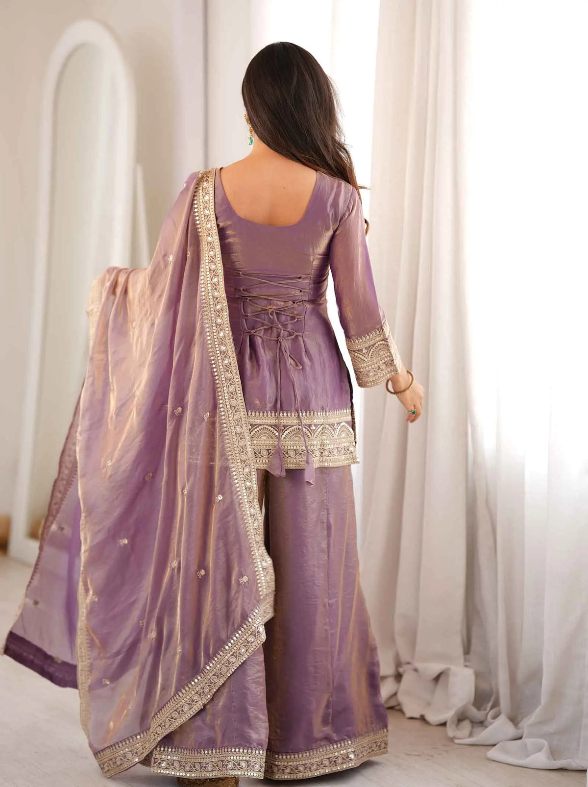 Dusty Pink Embroidered Silk Salwar Suit
