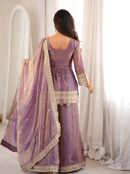 Dusty Pink Embroidered Silk Salwar Suit