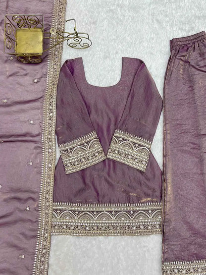 Dusty Pink Embroidered Silk Salwar Suit