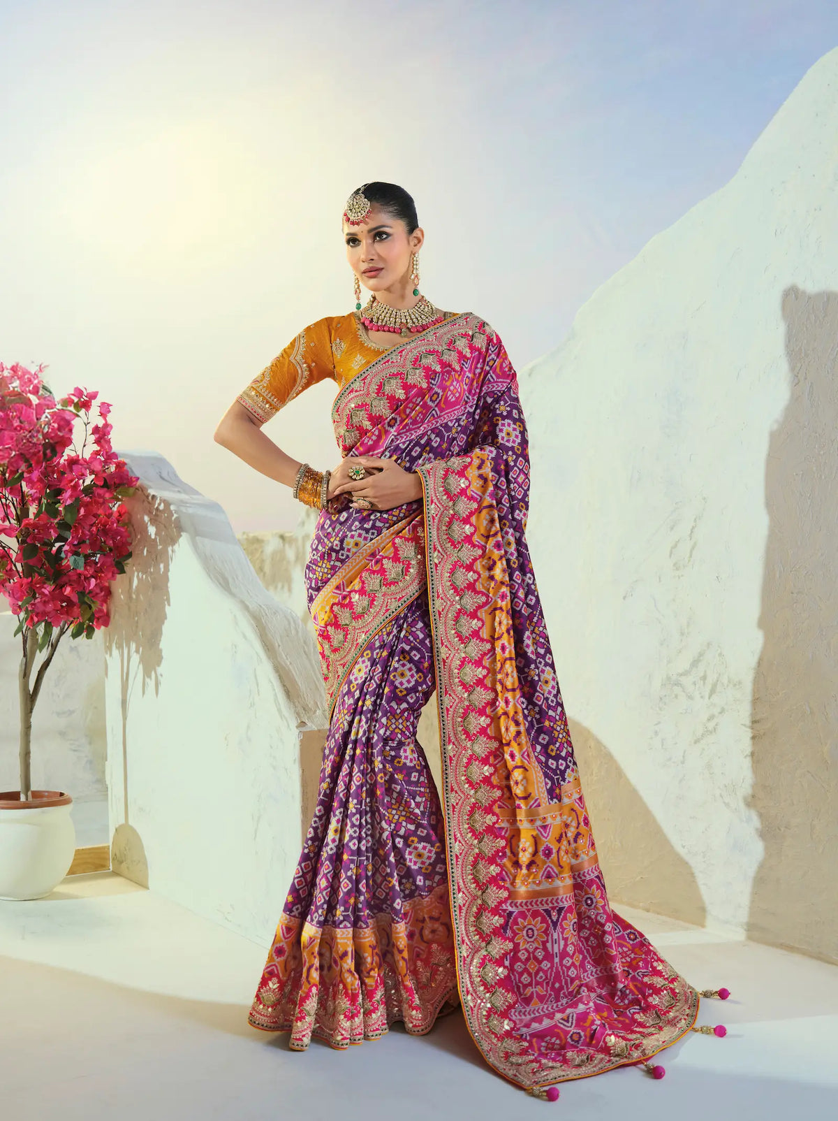 Grape Purple Heavy Work Patola Saree