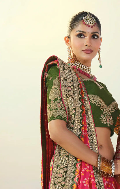 Hot Pink Heavy Work Patola Saree