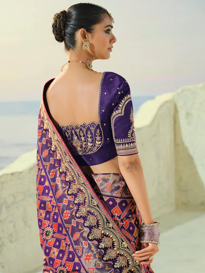 Dark Purple Heavy Work Patola Saree