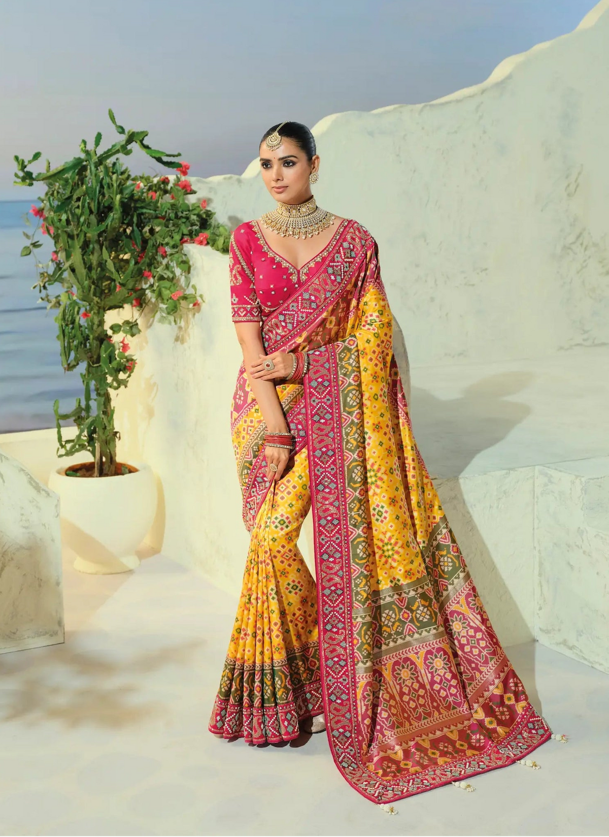 Golden Yellow Heavy Work Patola Saree