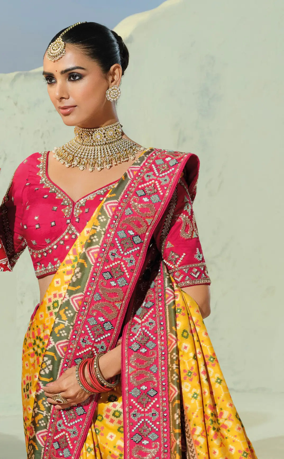 Golden Yellow Heavy Work Patola Saree