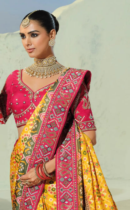 Golden Yellow Heavy Work Patola Saree
