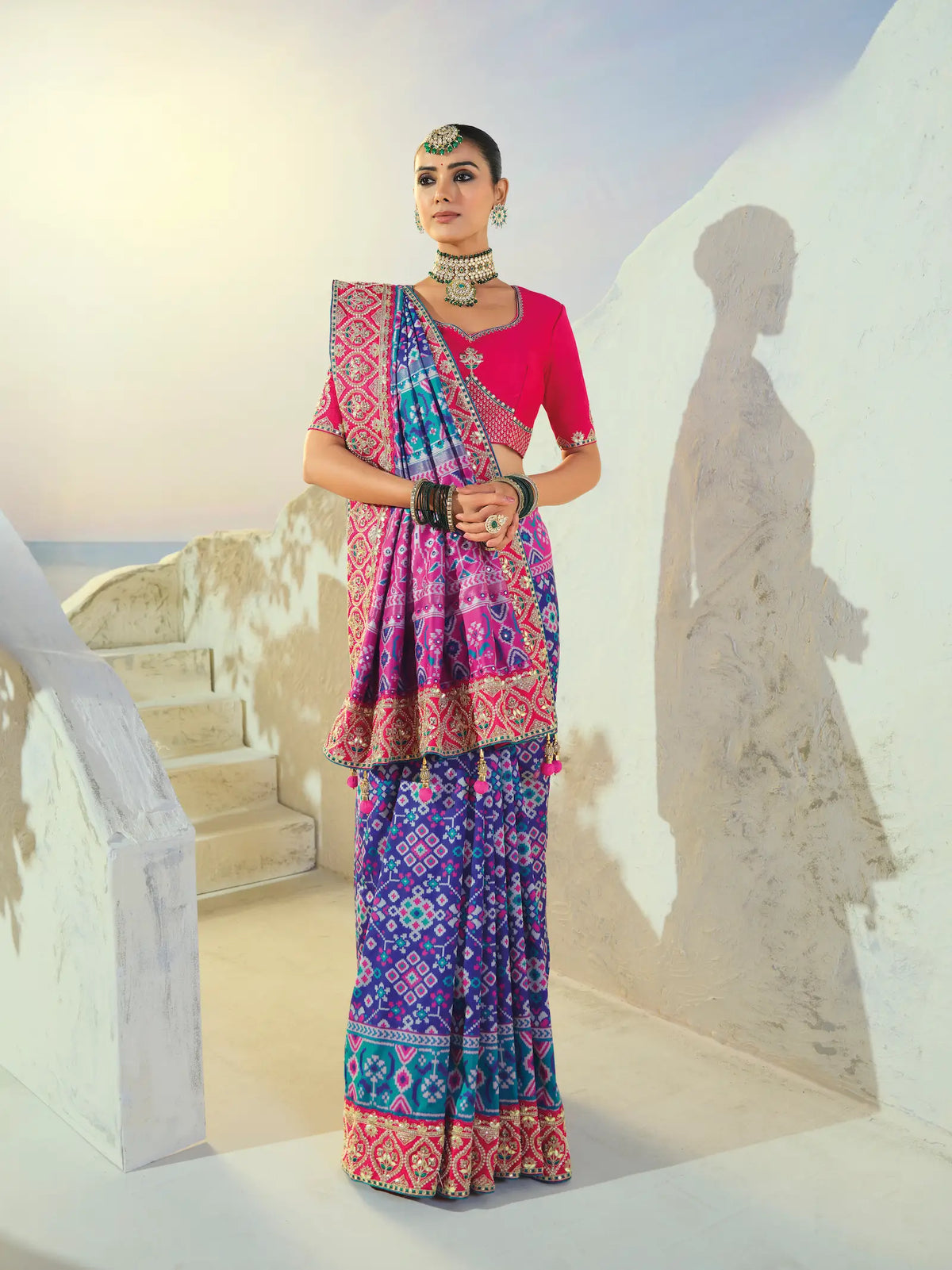 Dark Blue Heavy Work Patola Saree