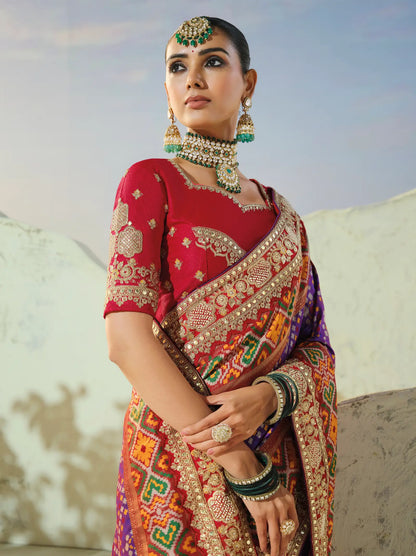 Royal Purple Heavy Work Patola Saree