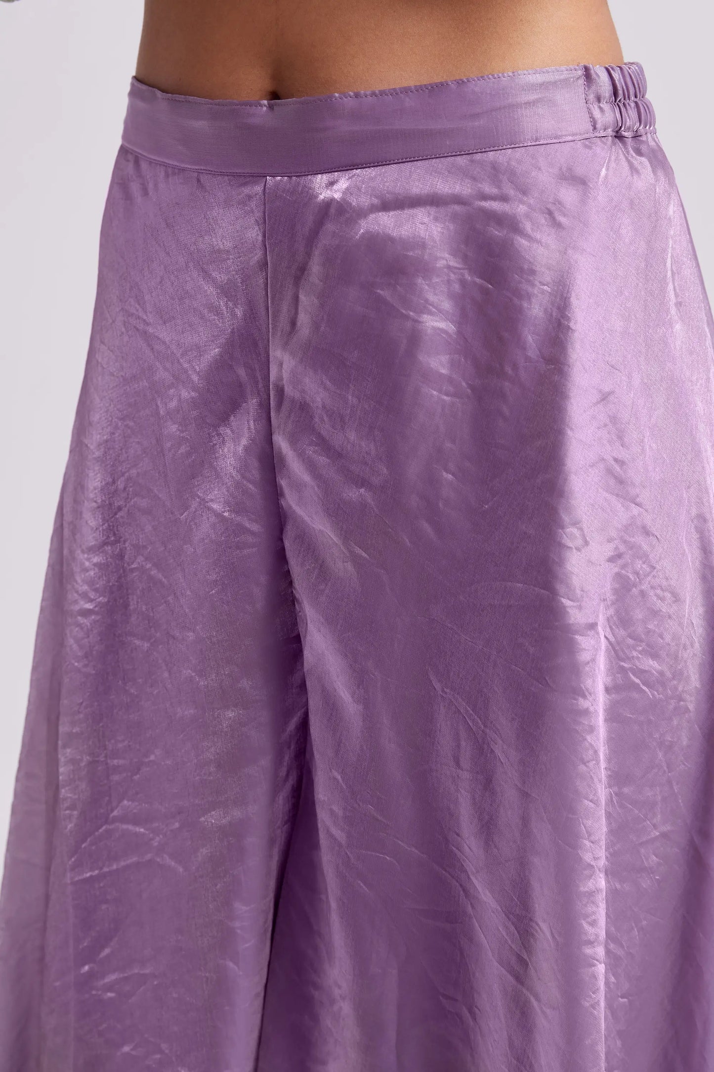 Lilac Purple Pure Organza Salwar Suit With Handwork