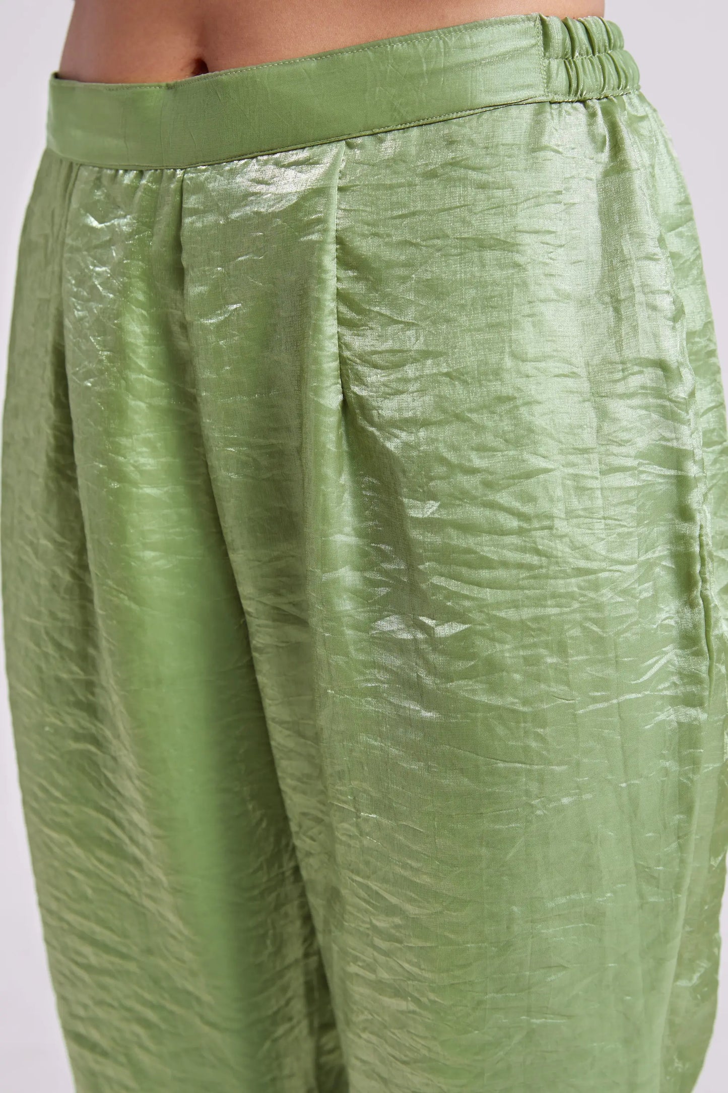 Pista Green Pure Organza Salwar Suit With Handwork