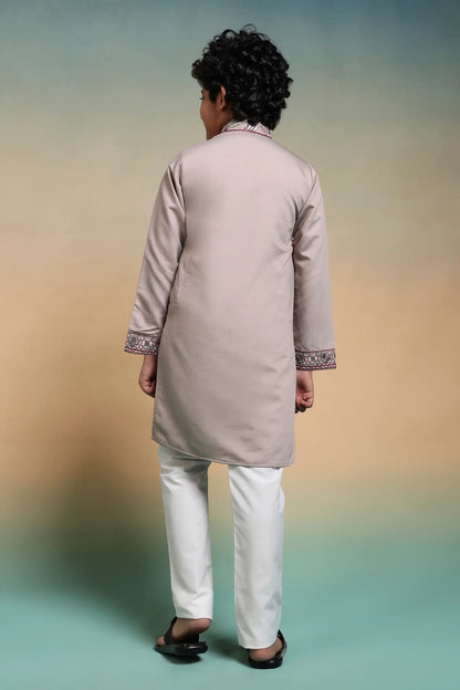 Chiku Embroidery Silk Kurta Set