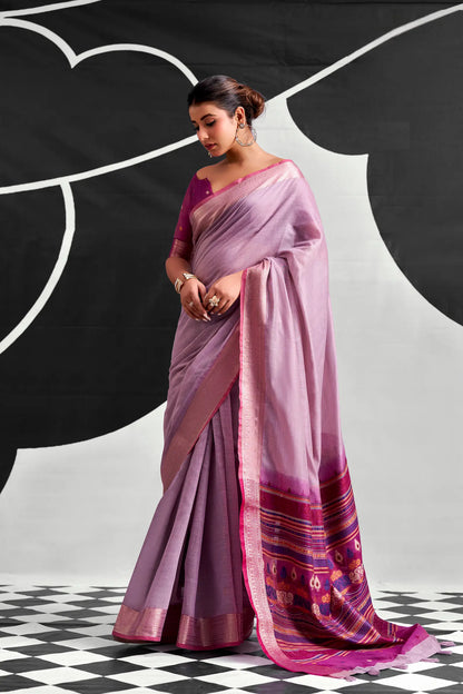 Lavender Modal Cotton Weaving Saree
