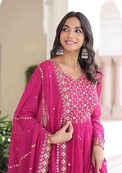 Rani Pink Sequins Embroidery Work Gown