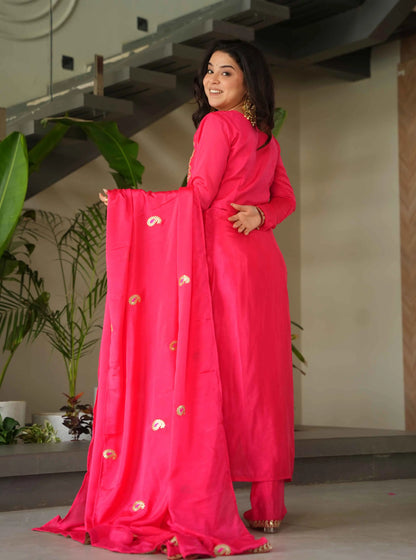 Red Pink Embroidery Work Salwar Suit