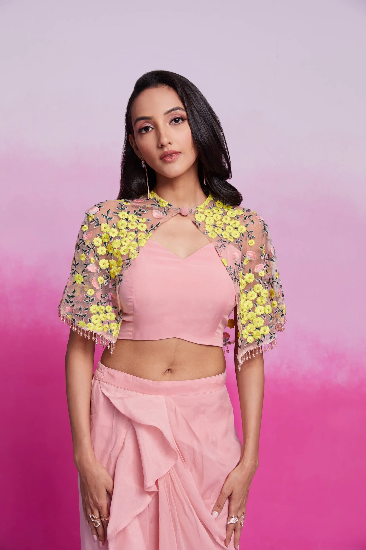 Peach Embroidery Co-ord Set