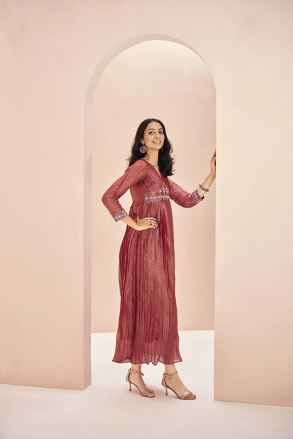 Coral Chinon Handwork Salwar Suit