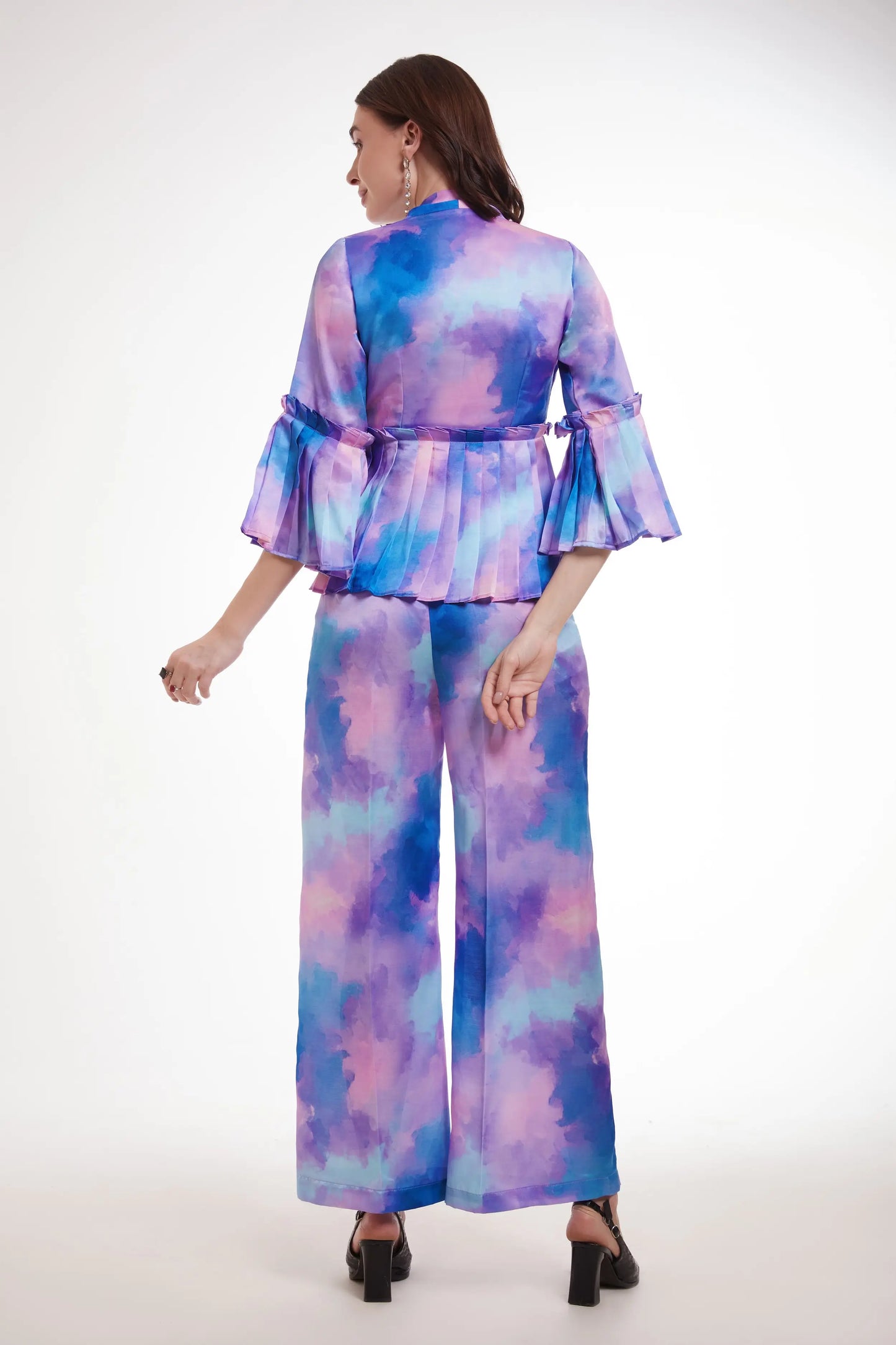 Purple Printed Satin Co-ord Set