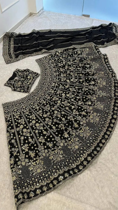 Black Sequins Embroidered Lehenga Choli