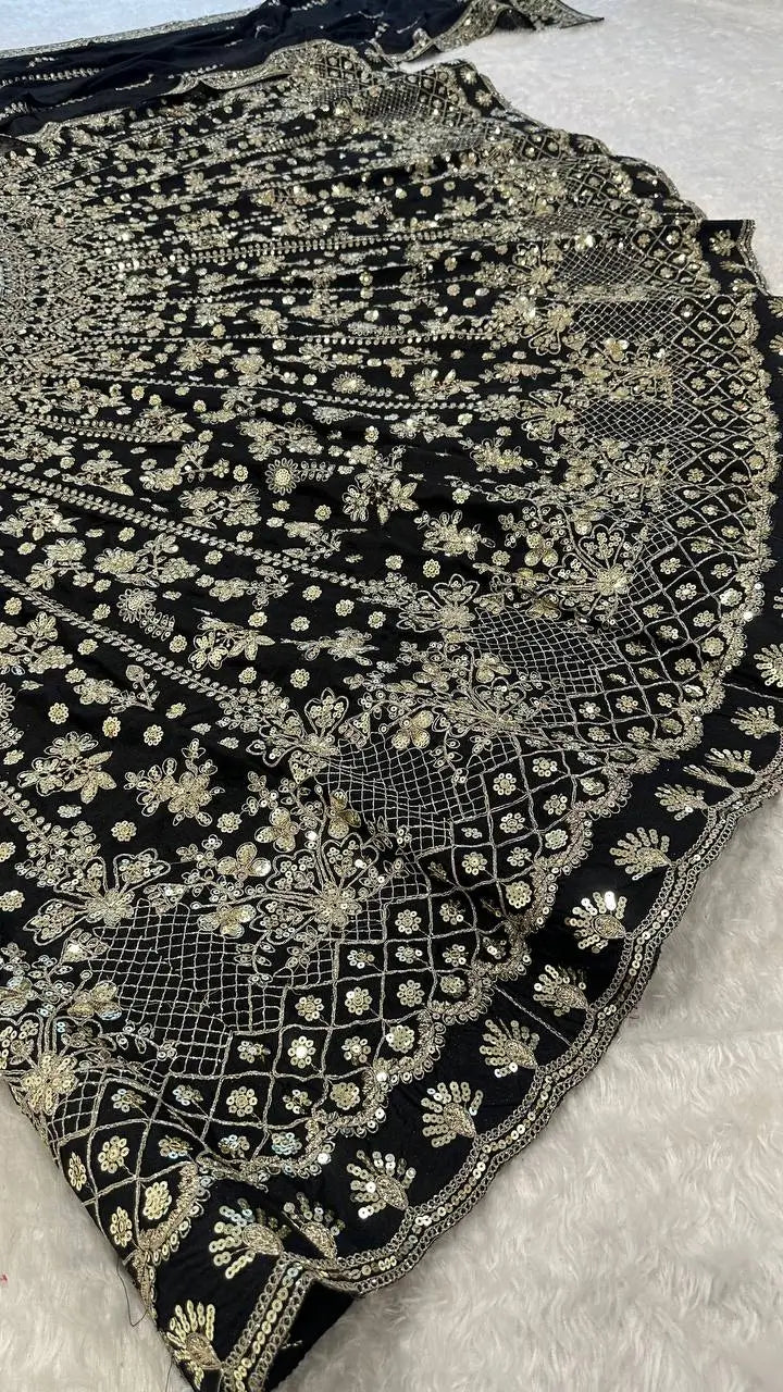Black Sequins Embroidered Lehenga Choli