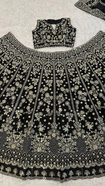 Black Sequins Embroidered Lehenga Choli